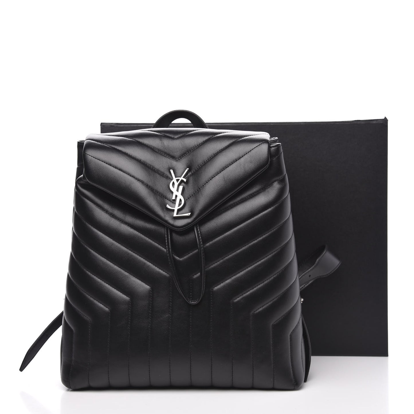 Calfskin Y Quilted Monogram Medium Loulou Backpack Black