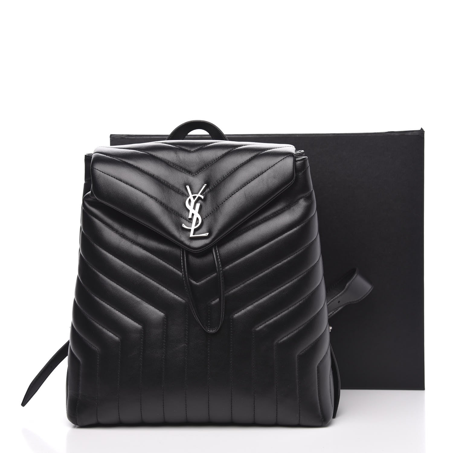 Saint Laurent Calfskin Y Quilted Monogram Medium Loulou Backpack Black 10 of 10