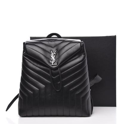 Saint Laurent Calfskin Y Quilted Monogram Medium Loulou Backpack Black 10 of 10