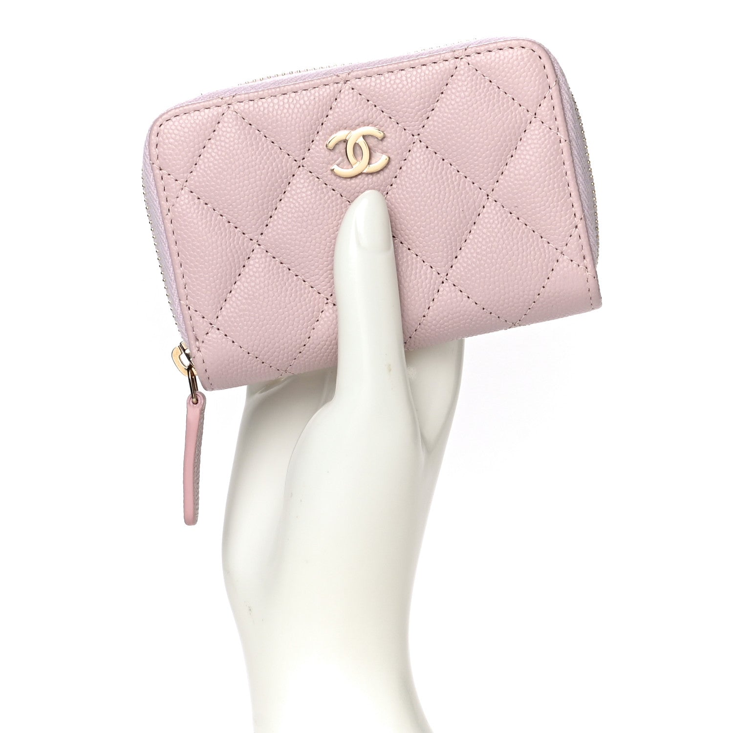 Chanel Caviar Quilted Zip Coin Purse Light Pink 2 of 11