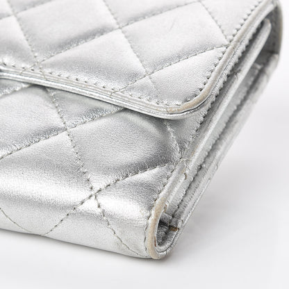 Chanel Metallic Lambskin Quilted Long Flap Wallet Silver 6 of 18