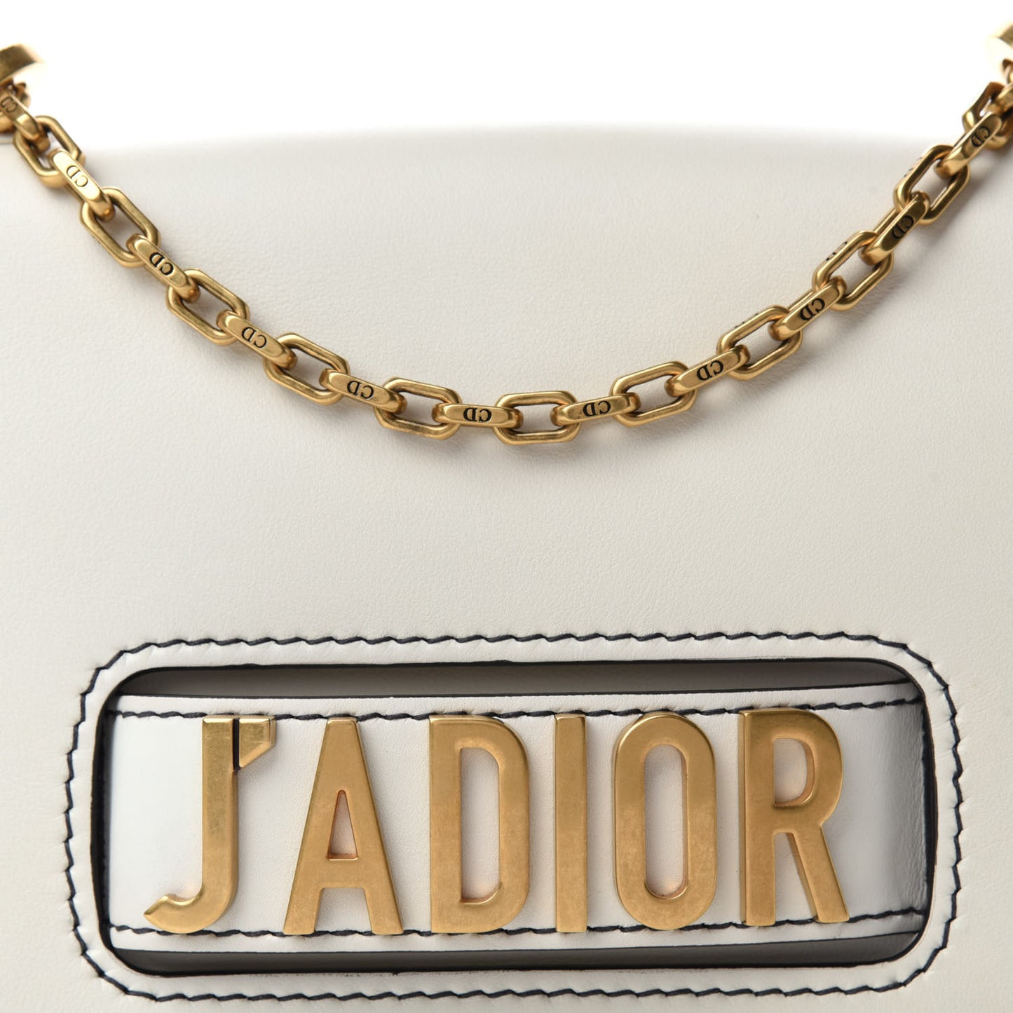 Calfskin J'Adior Chain Flap Bag Off White