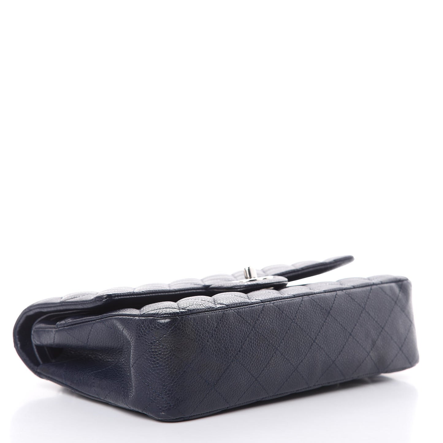 Caviar Quilted Medium Double Flap Dark Blue
