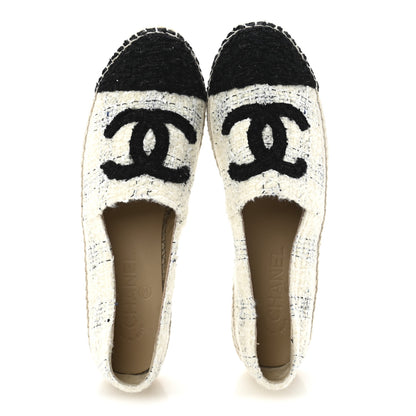 Chanel Tweed CC Espadrilles 39 Ecru White Blue Black 2 of 10