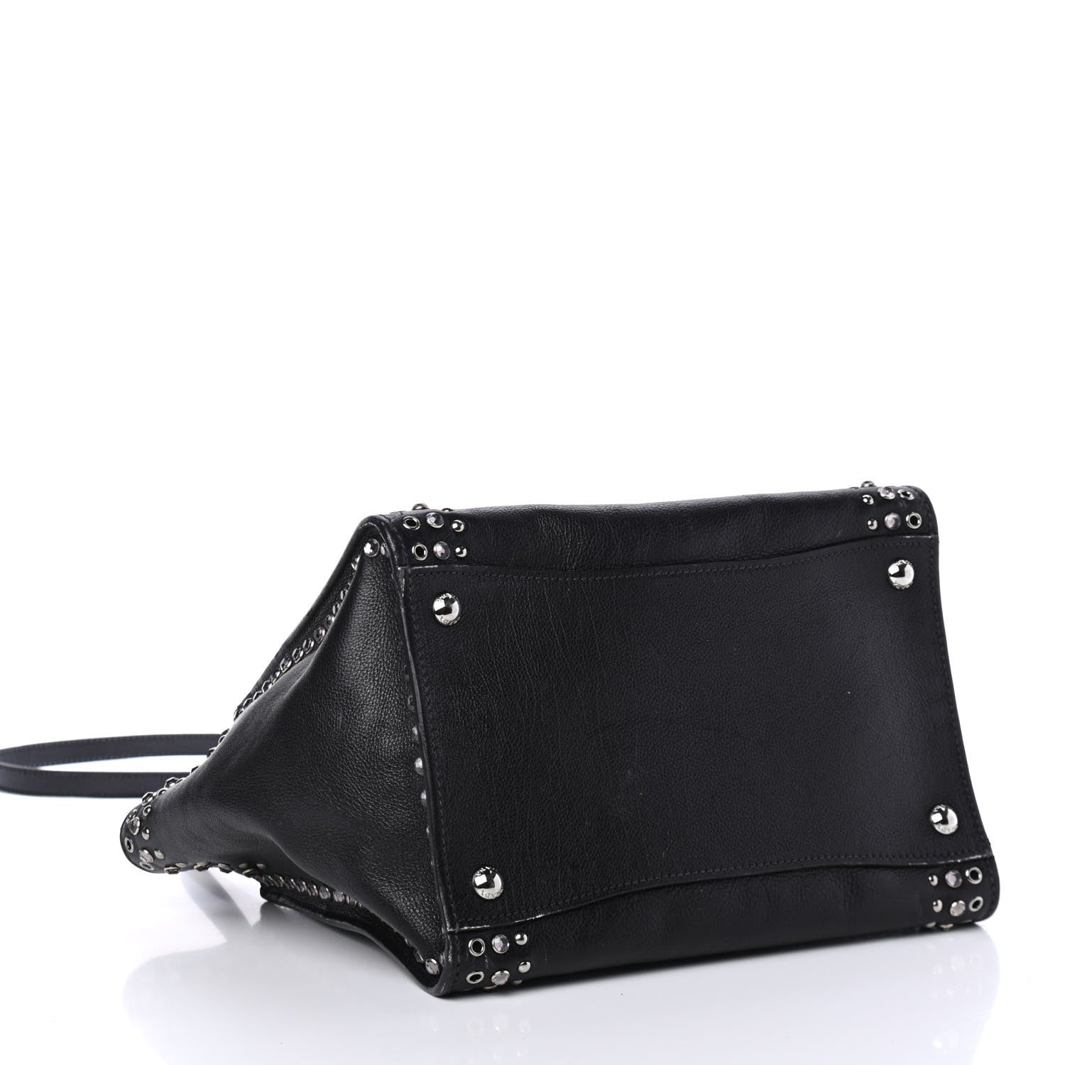 Prada Glace Calf Crystal Studded Crystal Twin Pocket Tote Black 5 of 5
