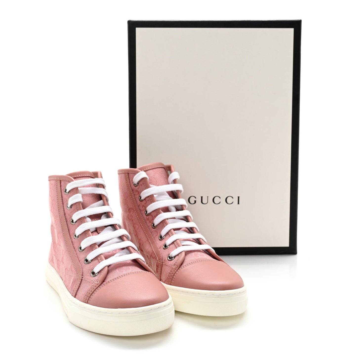 Monogram Womens High Top Sneakers 35.5 Pink