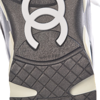 Chanel Suede Calfskin CC Sneakers 37 White Grey 6 of 9