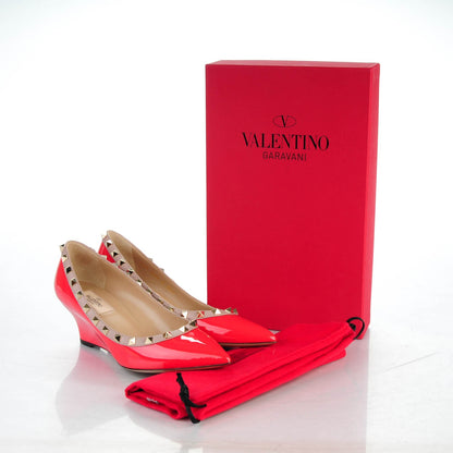 Valentino Garavani Patent Rockstud 70mm Wedges 36.5 Fragola Poudre 8 of 8