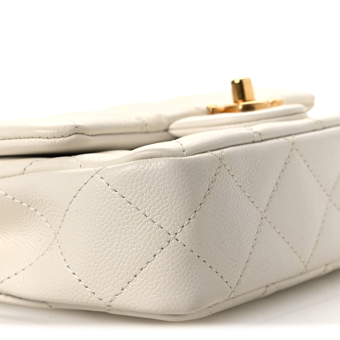 Caviar Quilted Mini Sweetheart Rectangular Flap White