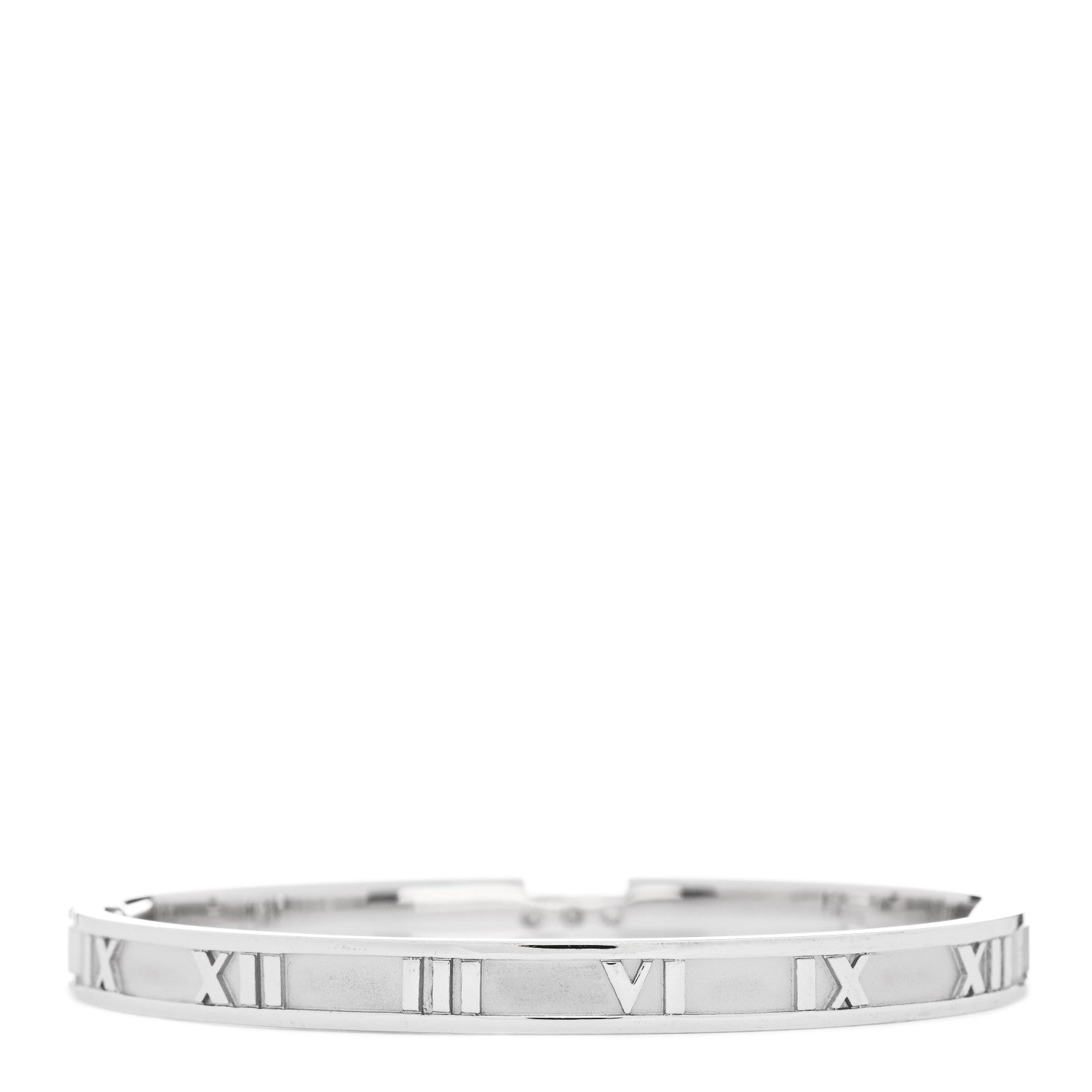 Tiffany 18K White Gold Diamond Atlas Closed Hinged Bangle Bracelet 2 of 4