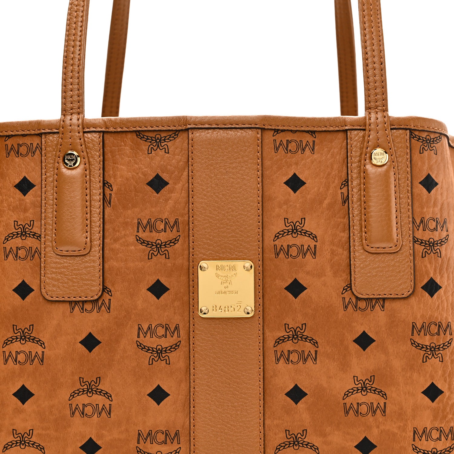 MCM Visetos Medium Liz Reversible Shopper Tote Cognac 10 of 16