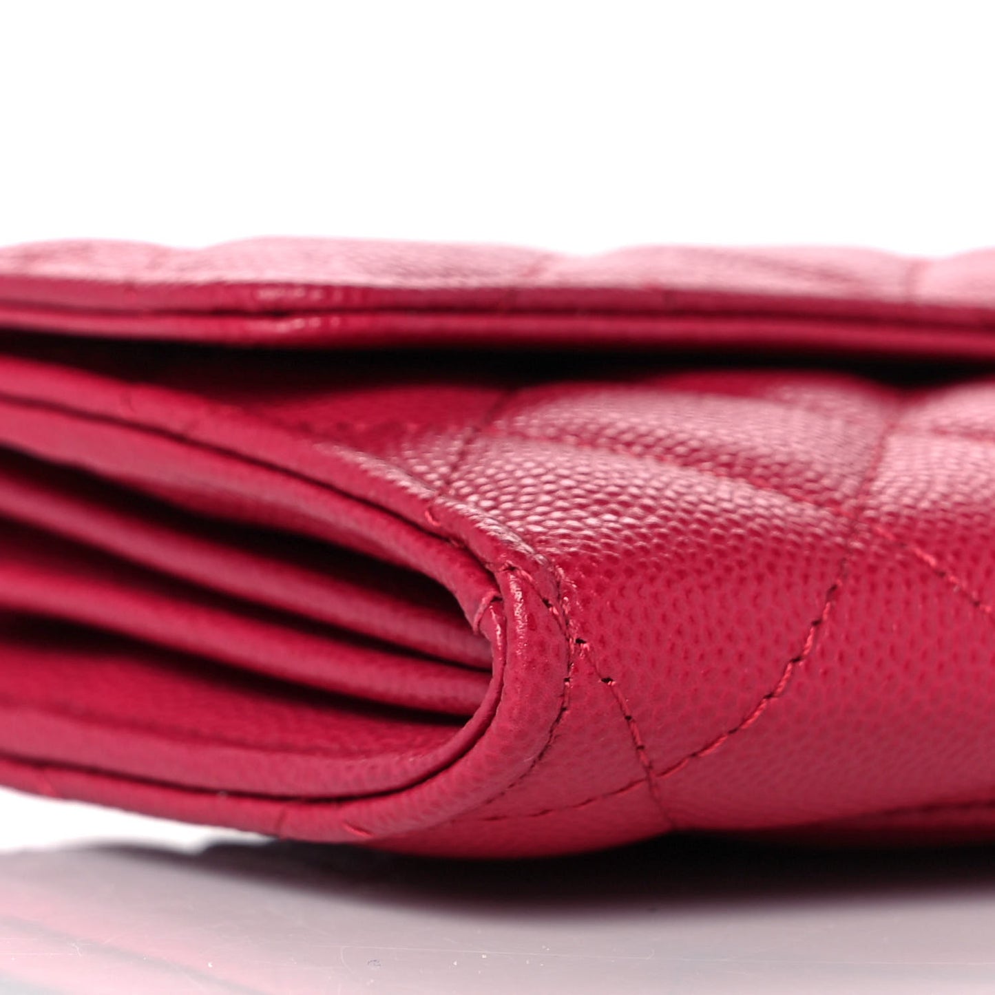 Caviar Quilted Long Flap Wallet Dark Pink