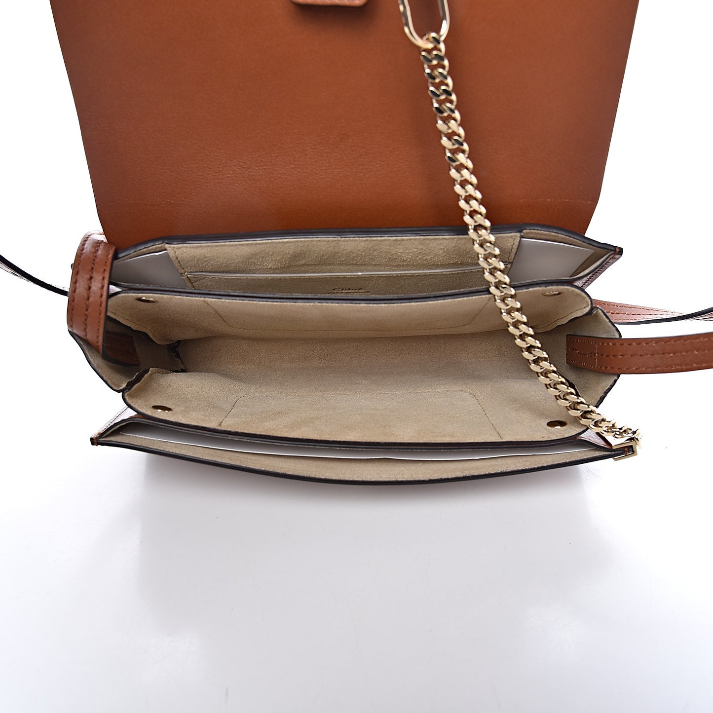 Suede Calfskin Small Faye Shoulder Bag Tobacco