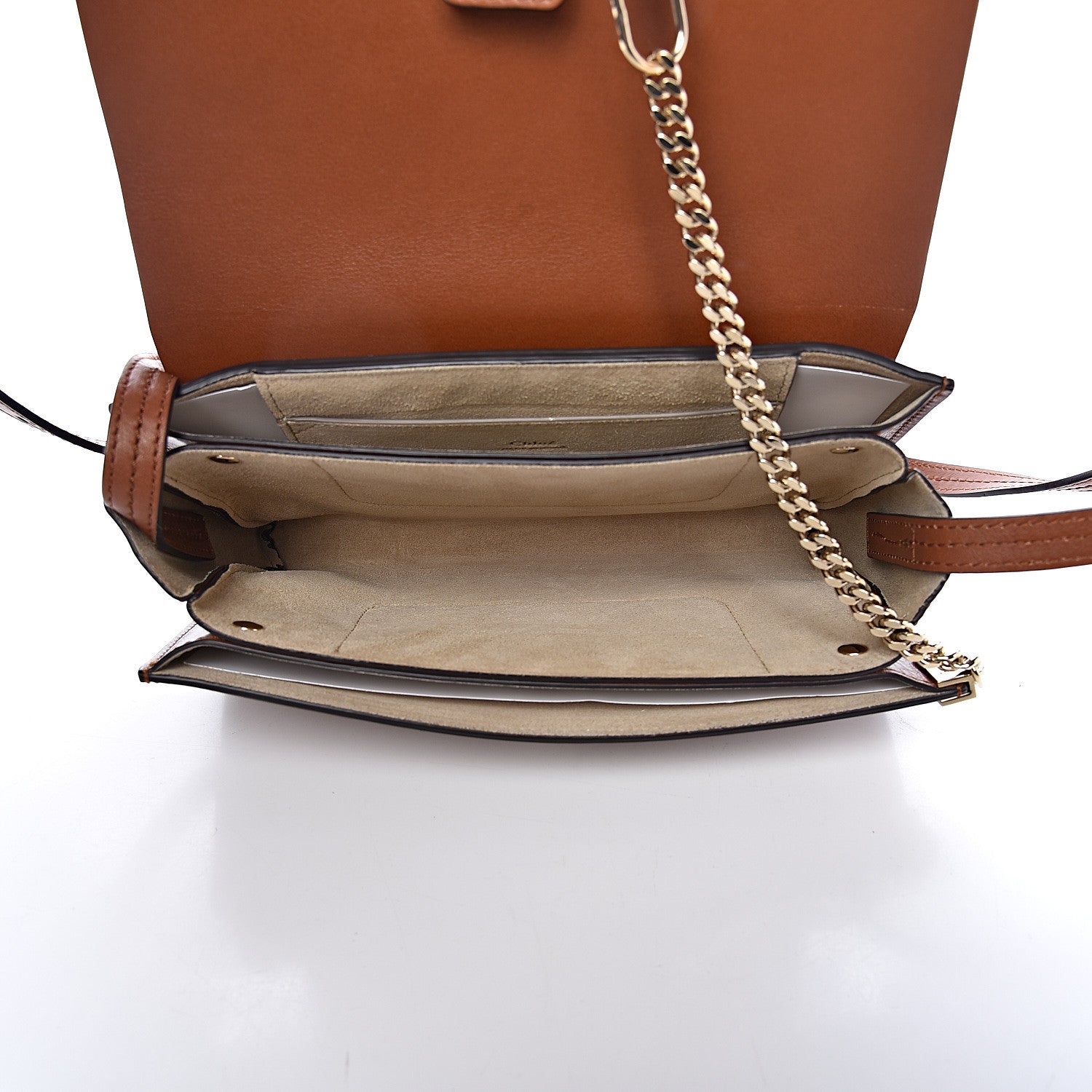 Chloe Suede Calfskin Small Faye Shoulder Bag Tobacco 5 of 9