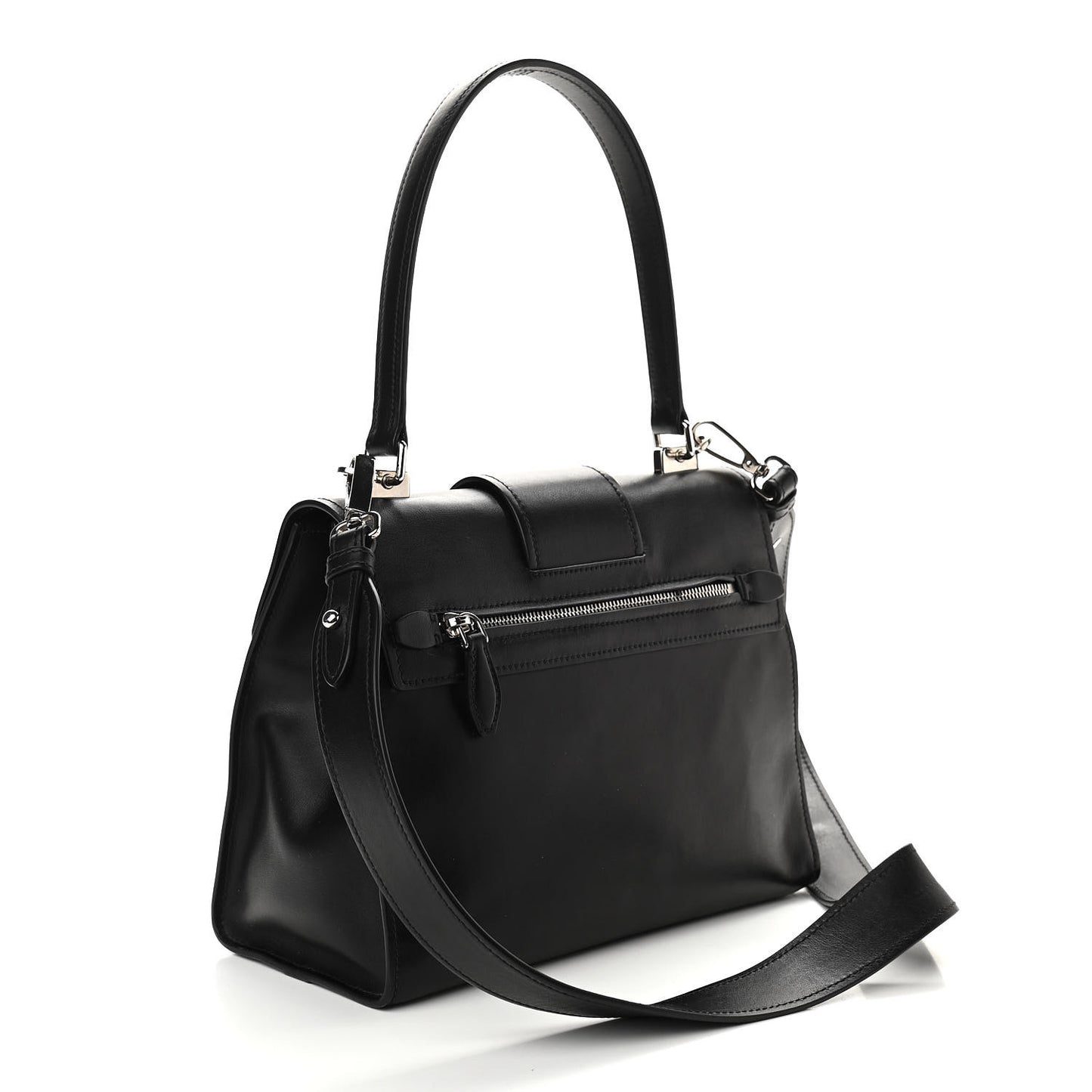 City Calf Ribbon Shoulder Bag Black