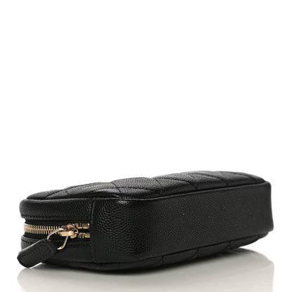 Chanel Caviar Quilted Small Curvy Pouch Cosmetic Case Black 4 of 11