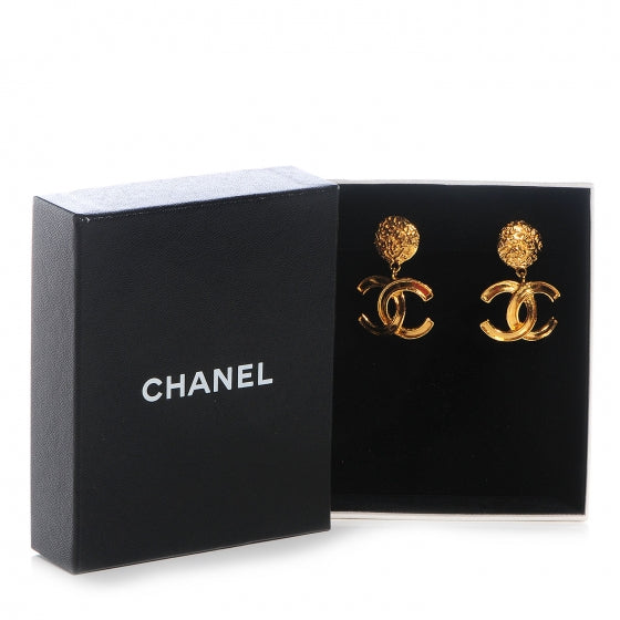 Gold CC Drop Earrings