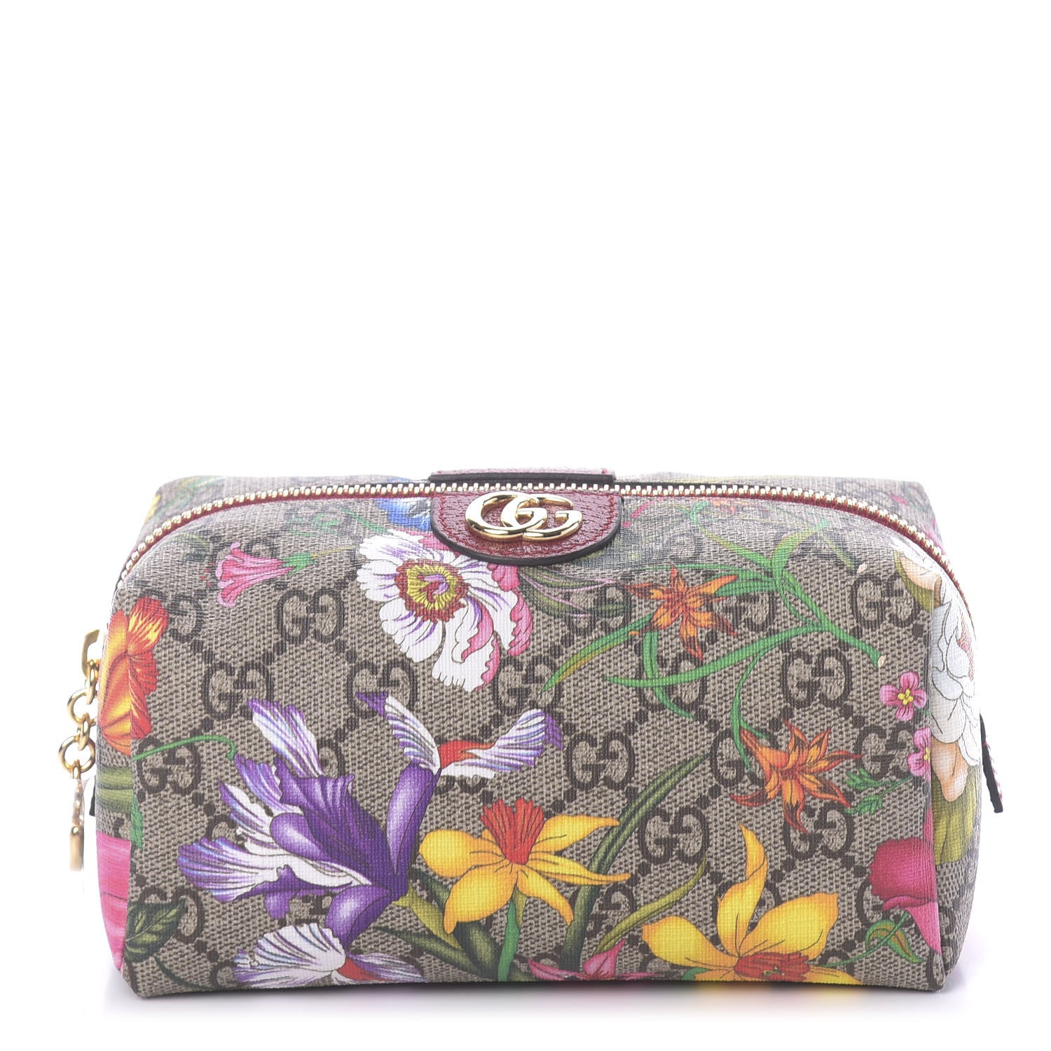Gucci Soft GG Supreme Monogram Flora Calfskin Medium Ophidia Cosmetic Case Beige Ebony Multicolor Rosso 1 of 10