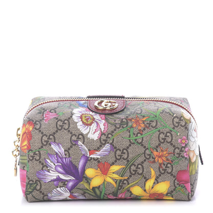 Gucci Soft GG Supreme Monogram Flora Calfskin Medium Ophidia Cosmetic Case Beige Ebony Multicolor Rosso 1 of 10