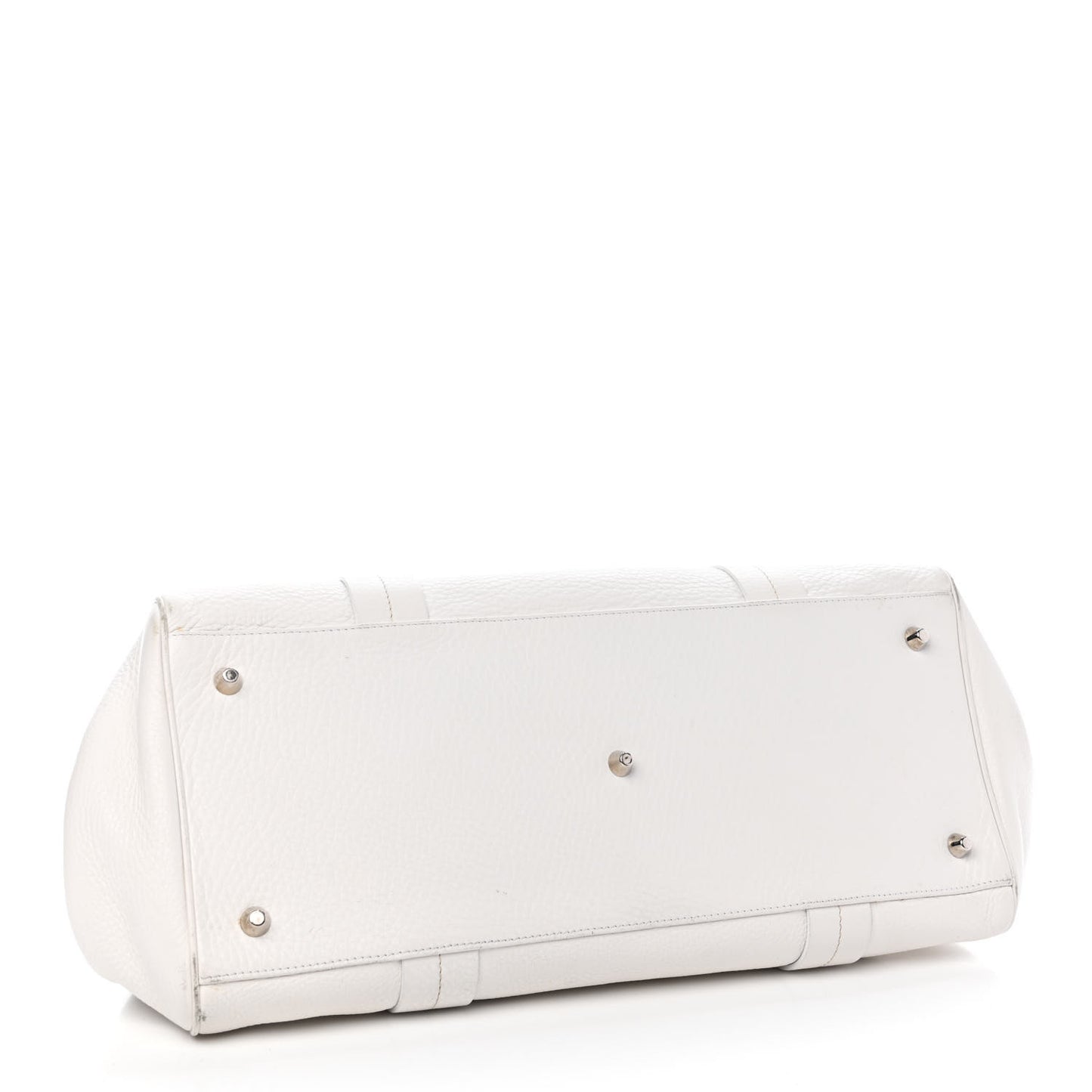 Calfskin Buckle Frame Satchel White