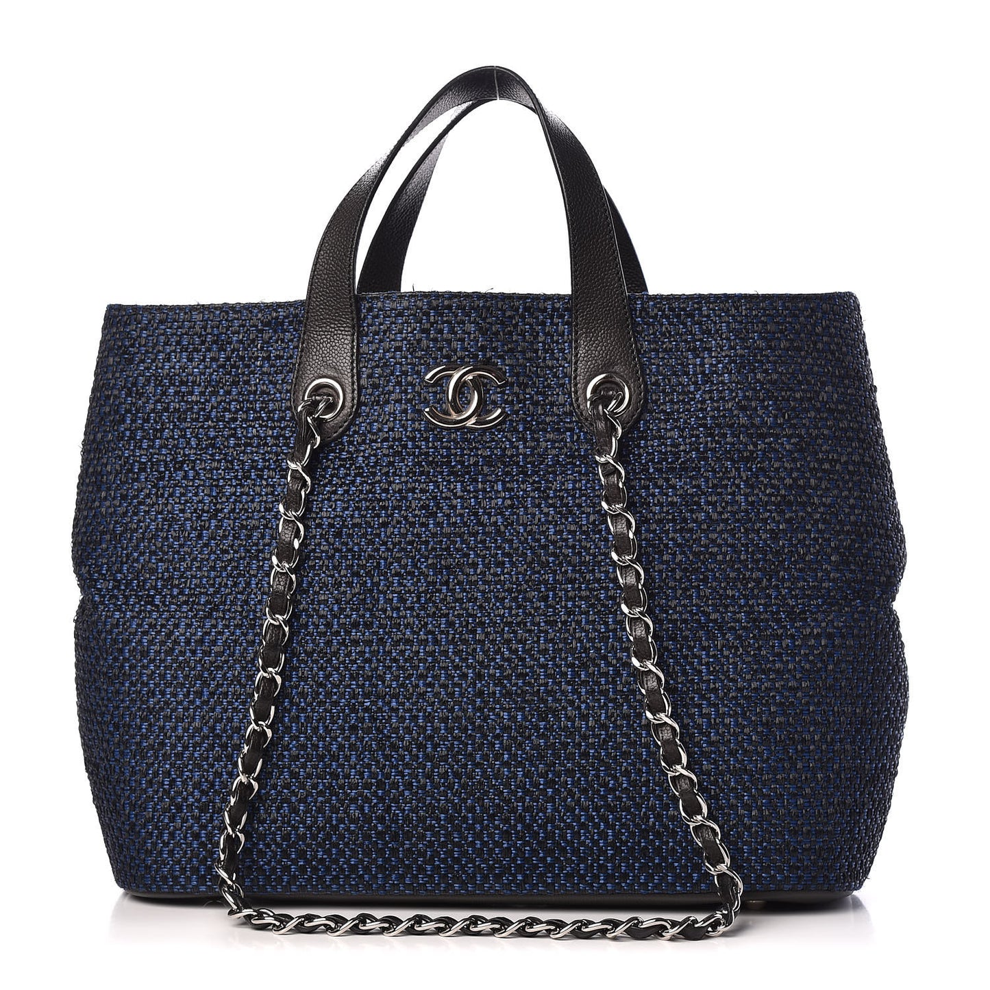 Woven Straw Tote Blue