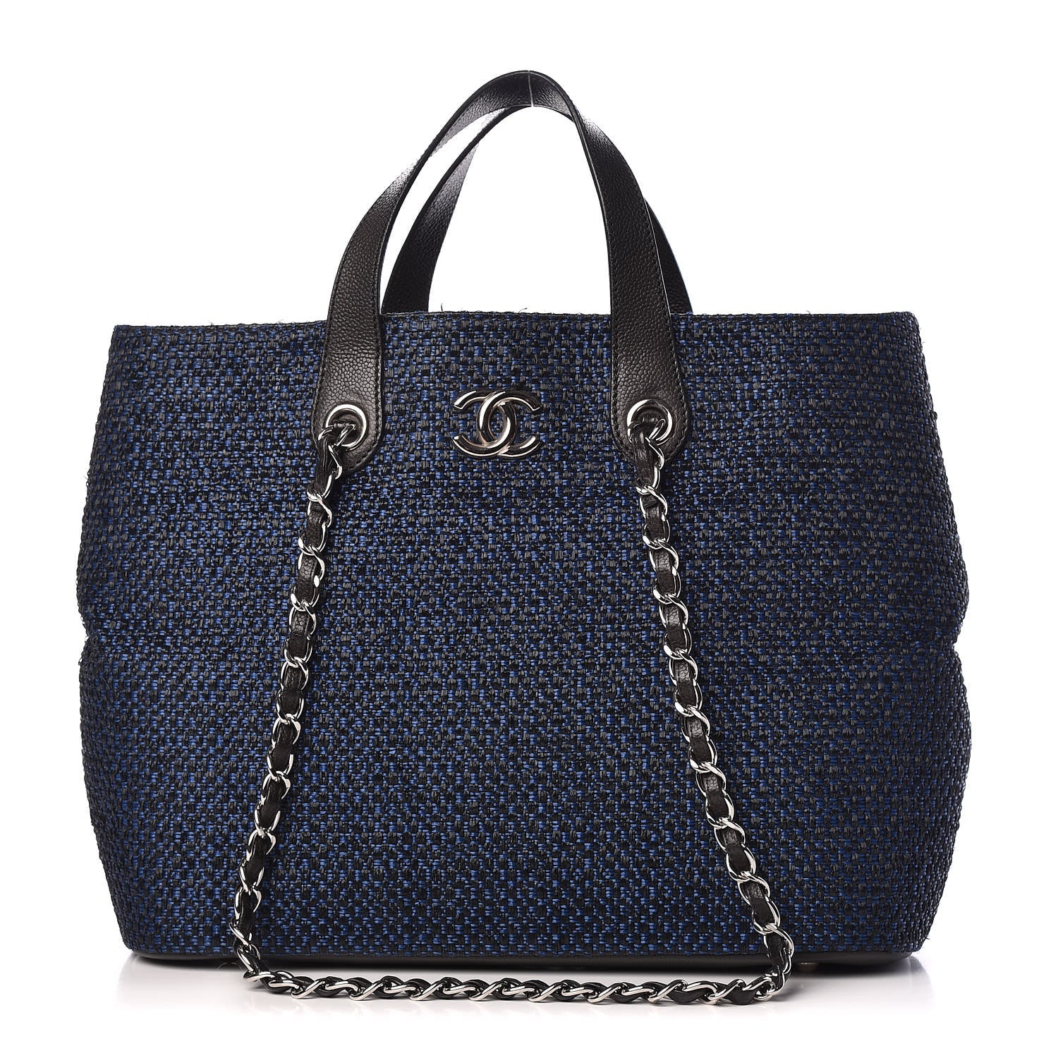 Chanel Woven Straw Tote Blue 1 of 11