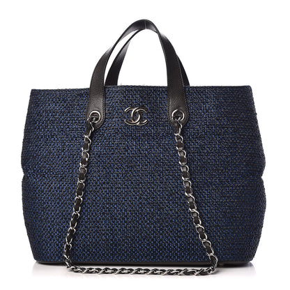 Chanel Woven Straw Tote Blue 1 of 11