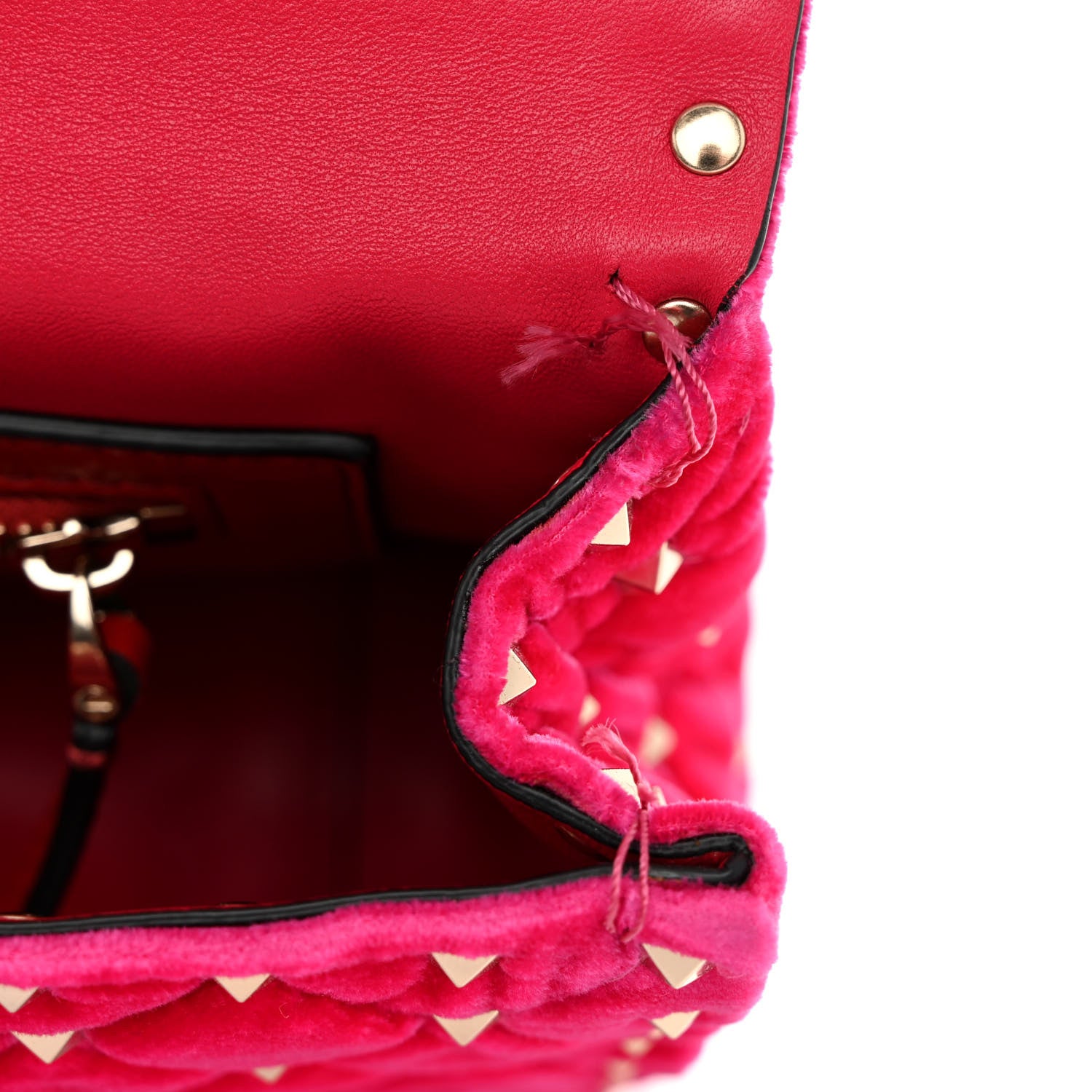Valentino Garavani Velvet Medium Rockstud Spike Shoulder Bag Disco Pink 10 of 12