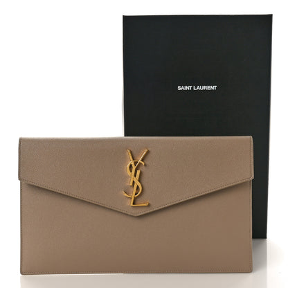 Saint Laurent Grain De Poudre Uptown Pouch Dark Beige 9 of 9