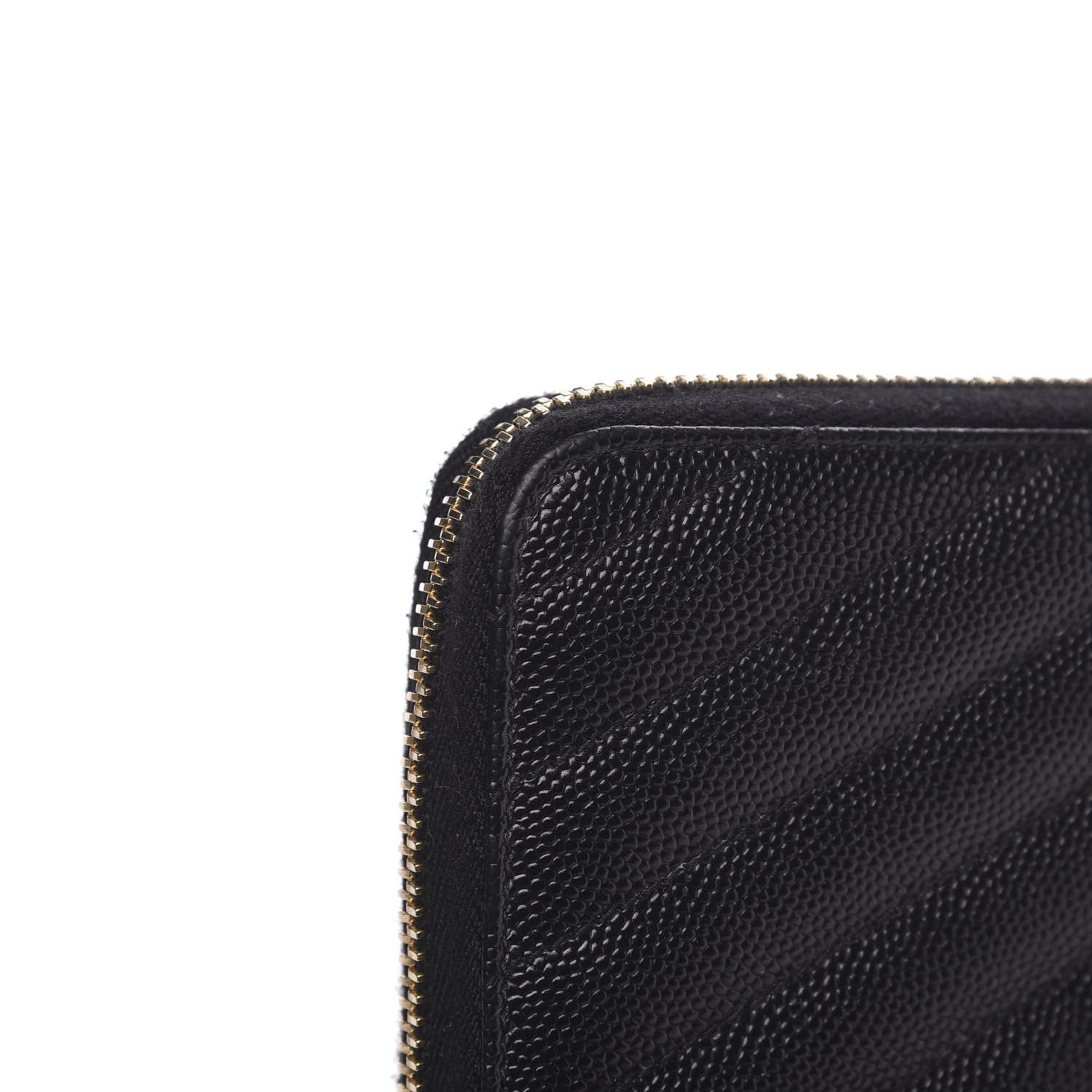 Saint Laurent Grain De Poudre Matelasse Chevron Monogram Zip Around Wallet Black 9 of 11