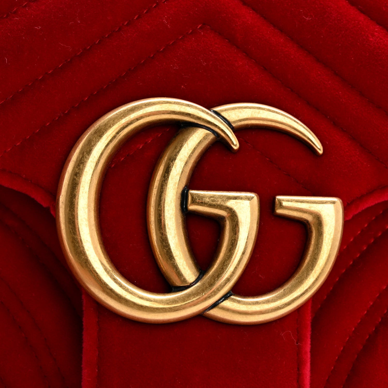 Gucci Velvet Matelasse Medium GG Marmont Shoulder Bag Hibiscus Red 11 of 14