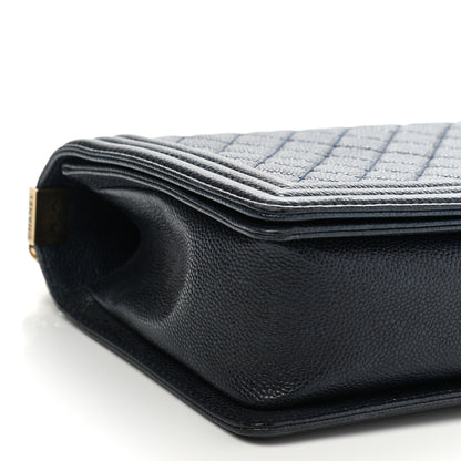 Chanel Caviar Quilted New Medium Boy Flap Dark Navy Blue 9 of 11