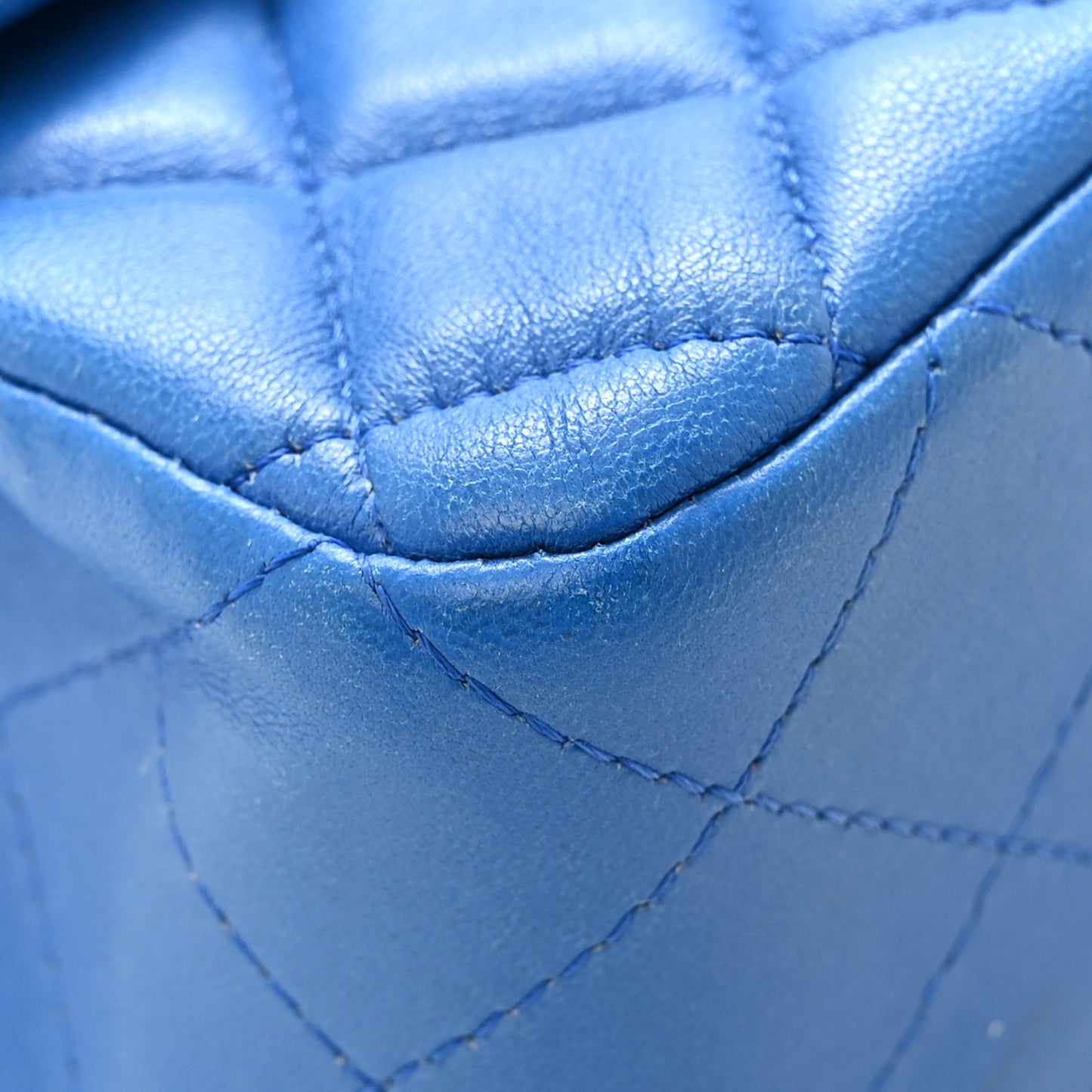 Lambskin Quilted Mini Rectangular Flap Blue