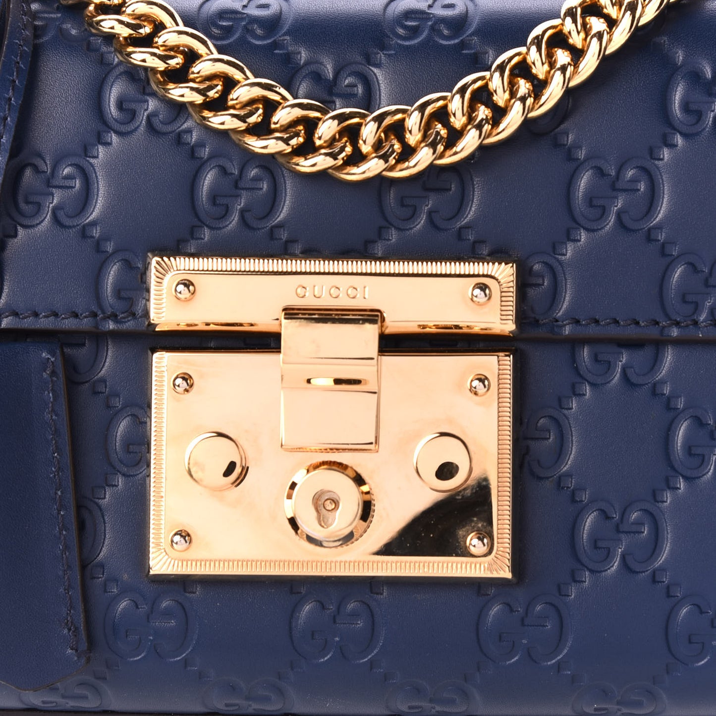 Guccissima Small Padlock Shoulder Bag Blue Agata