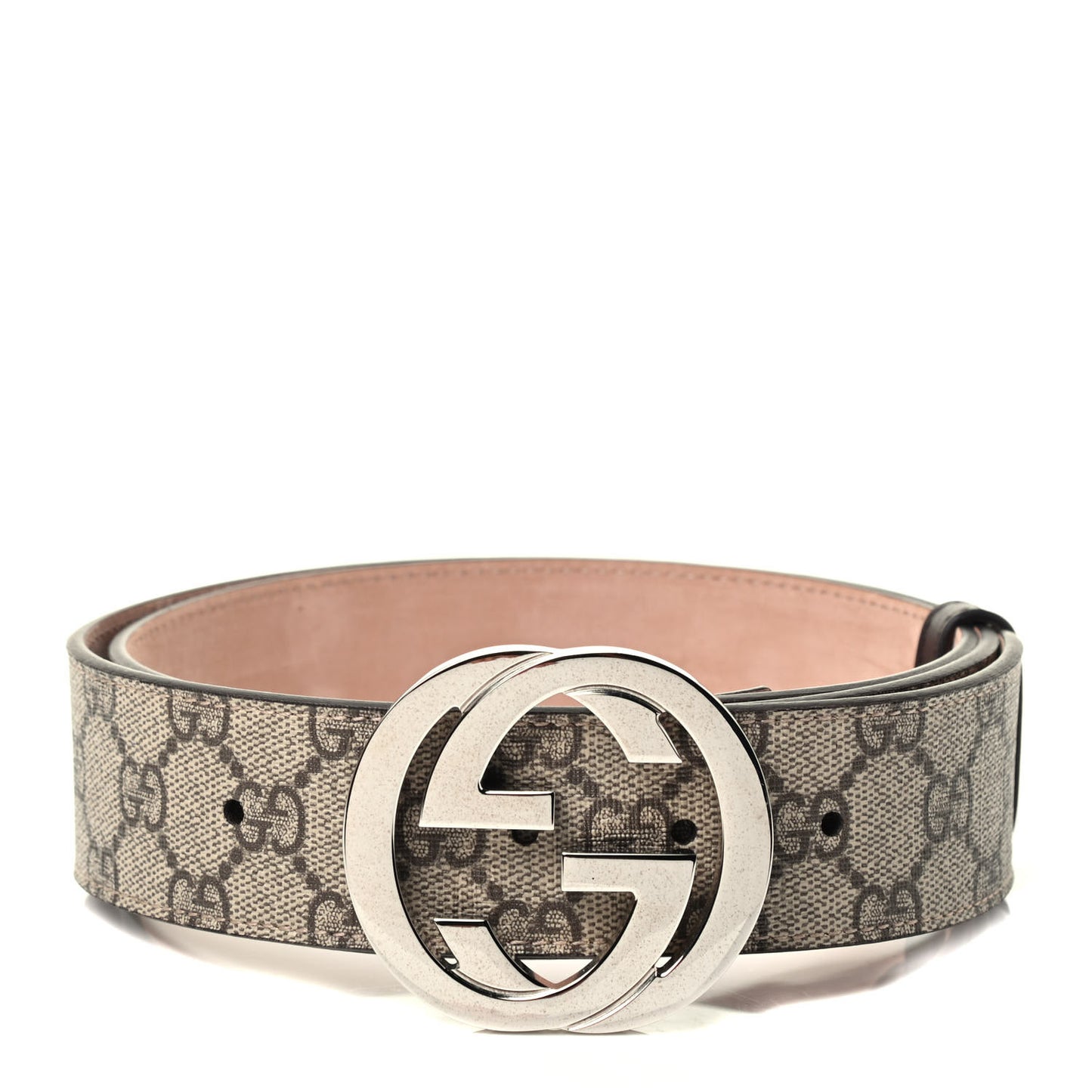 GG Supreme Monogram Selleria Calfskin Interlocking G 40mm Belt 95 38 Beige Ebony Cocoa