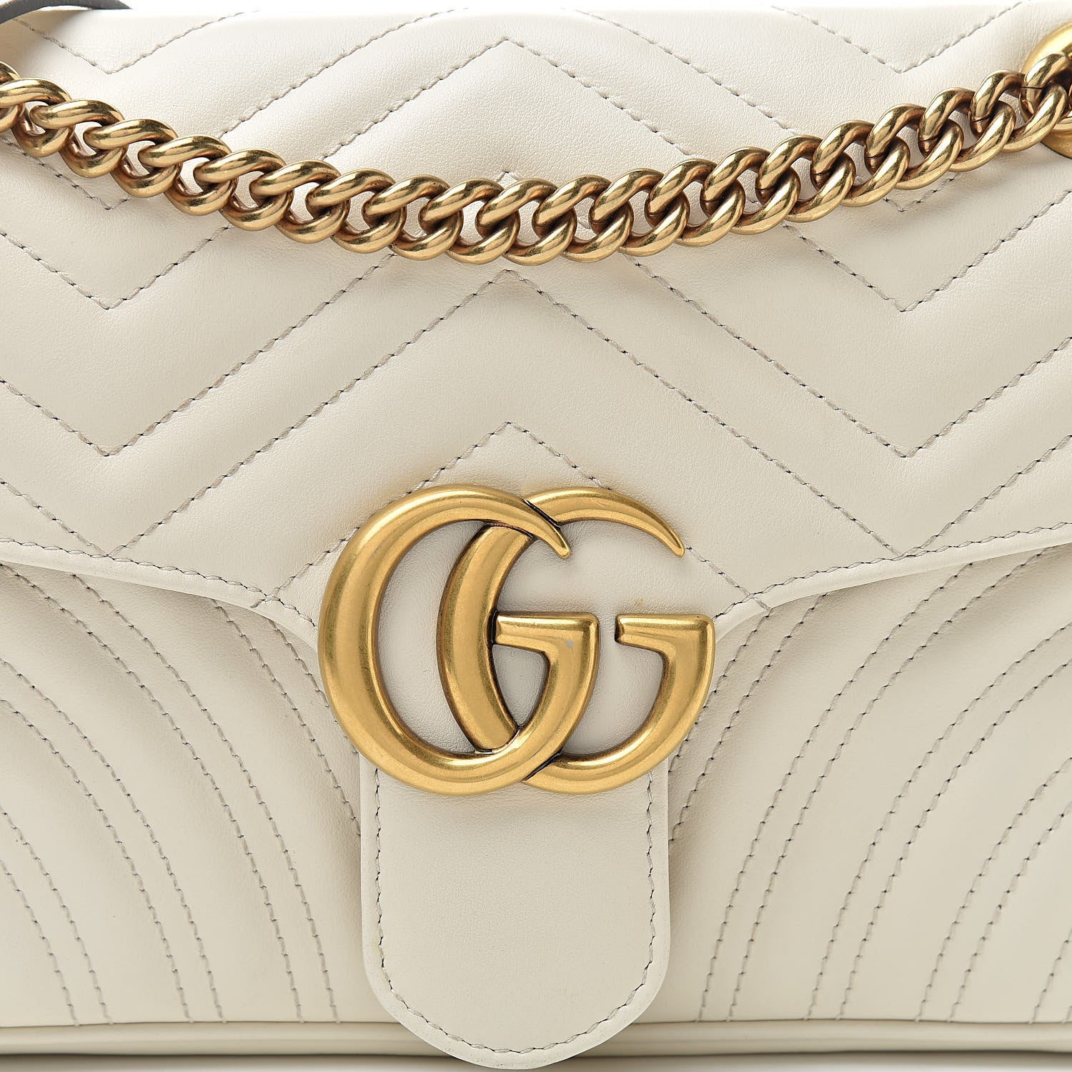 Gucci Calfskin Matelasse Small GG Marmont Shoulder Bag White 8 of 11
