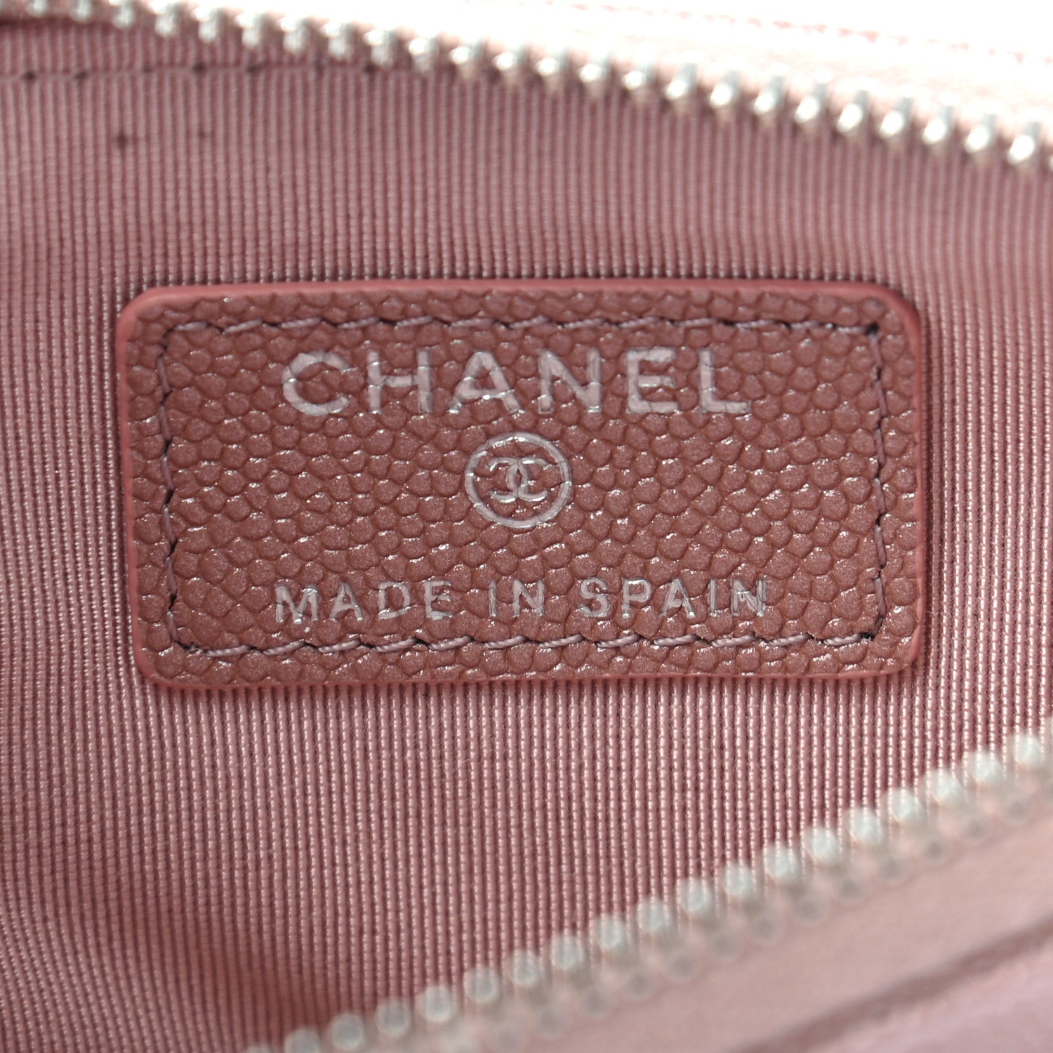 Chanel Metallic Caviar Chevron Quilted Small Vintage Mademoiselle Cosmetic Case Pink 6 of 7