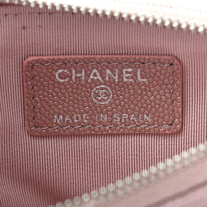 Chanel Metallic Caviar Chevron Quilted Small Vintage Mademoiselle Cosmetic Case Pink 6 of 7