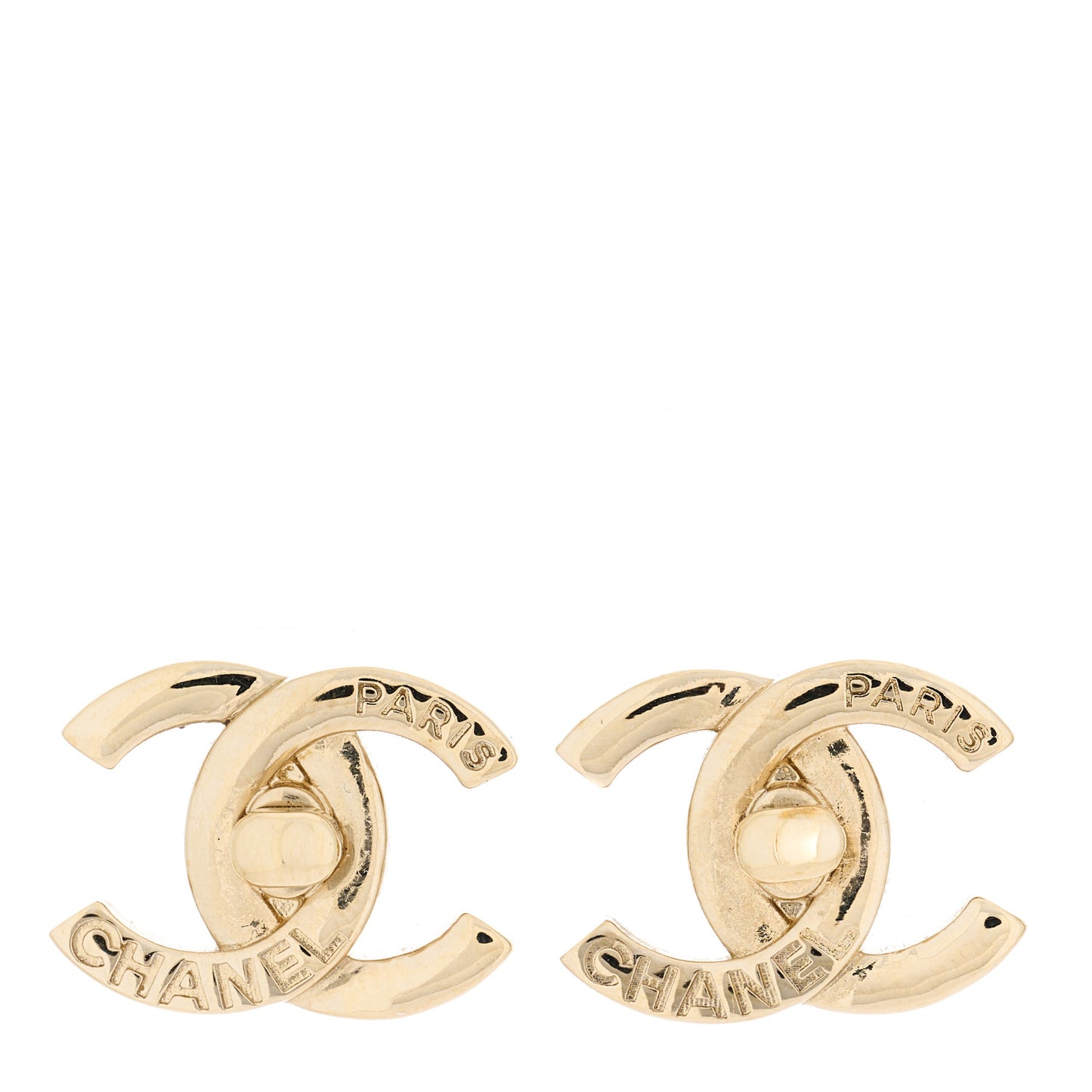 Metal Logo CC Turnlock Earrings Gold