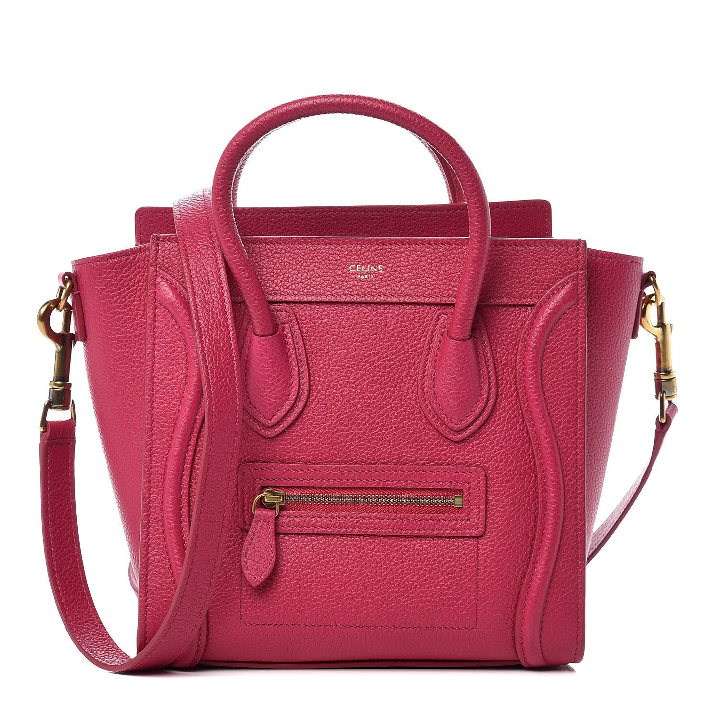 Drummed Calfskin Nano Luggage Fuchsia