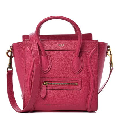 Celine Drummed Calfskin Nano Luggage Fuchsia 1 of 10