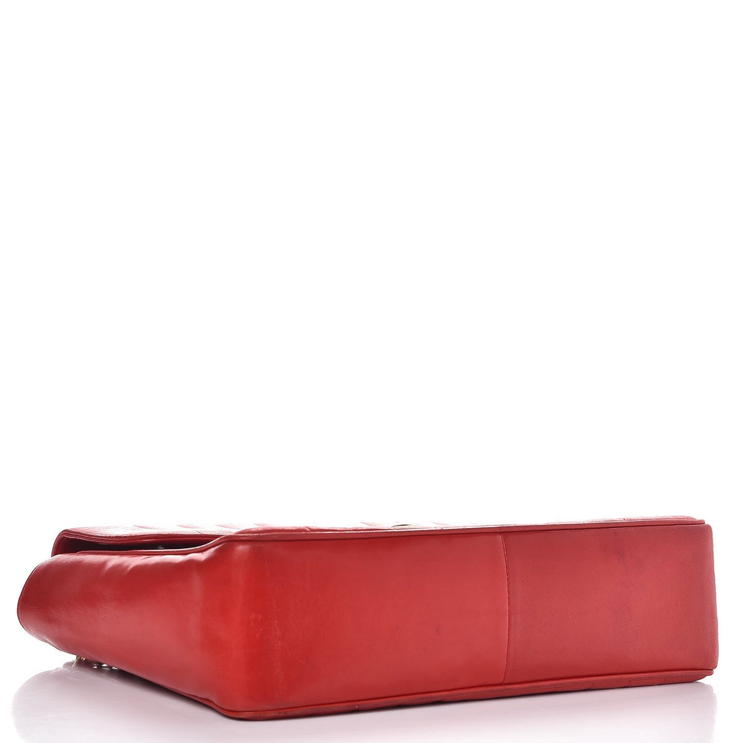 Lambskin Vertical Quilt Jumbo Single Flap Red