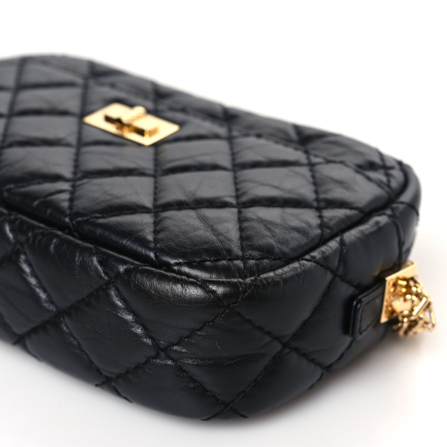 Aged Calfskin Quilted Mini Reissue Camera Case Black