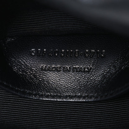 Saint Laurent Grained Calfskin Matelasse Chevron Medium Monogram Chain Bag Black 7 of 11