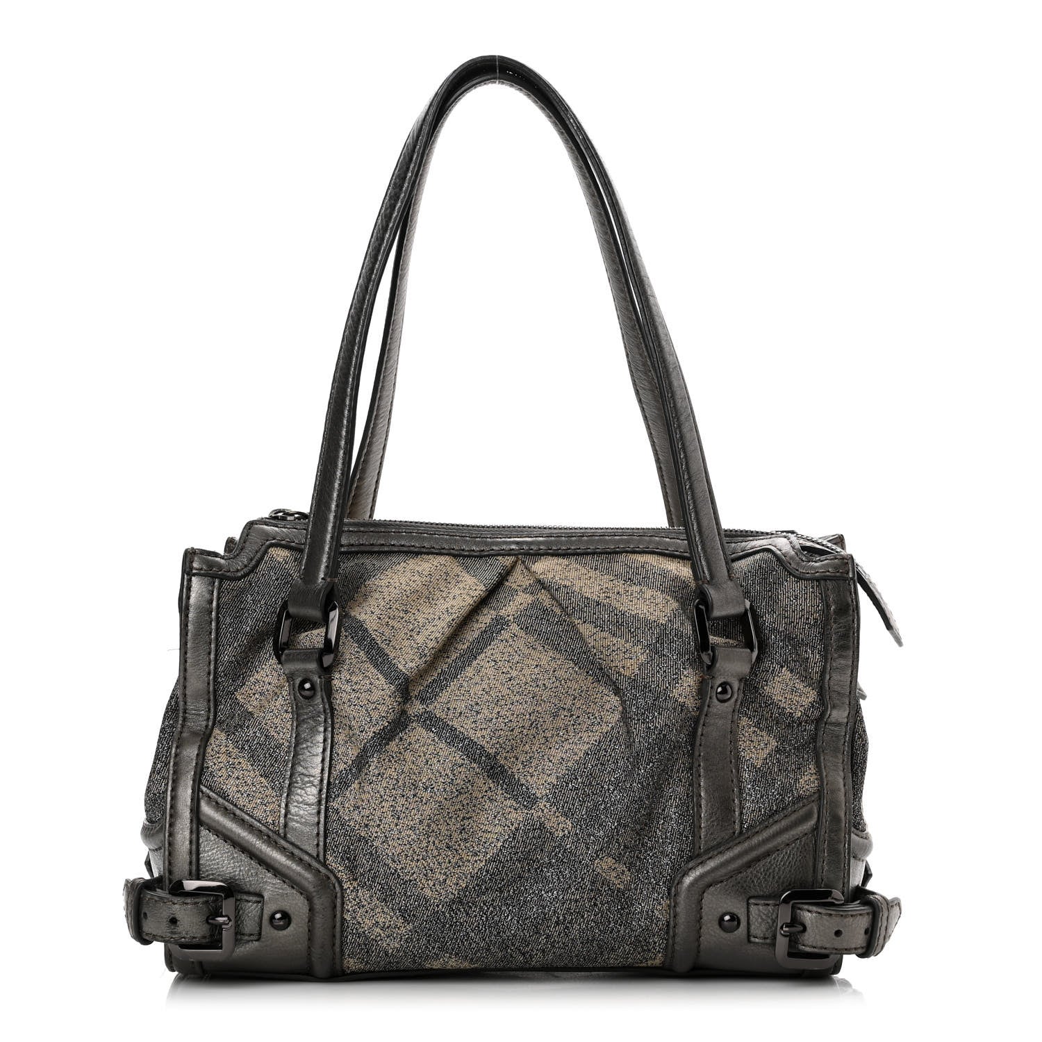 Burberry Shimmer Check Degrade Small Pilgrim Satchel Pewter 1 of 15