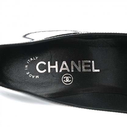 Chanel Patent Glitter Cap Toe Pumps 37 Black 7 of 12