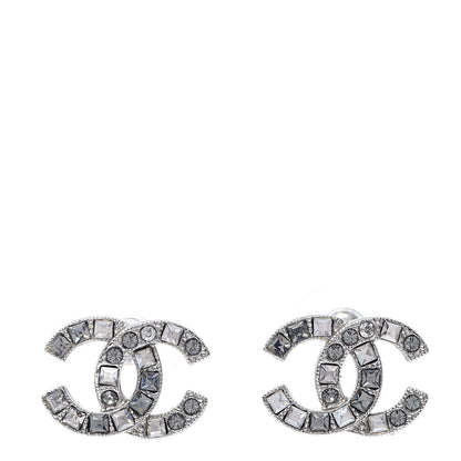 Chanel Baguette Crystal CC Earrings Silver 1 of 5