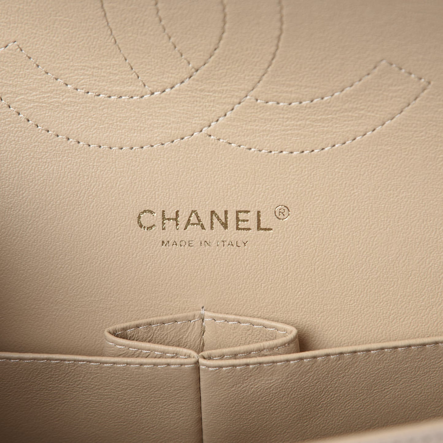 Caviar Quilted Jumbo Double Flap Light Beige