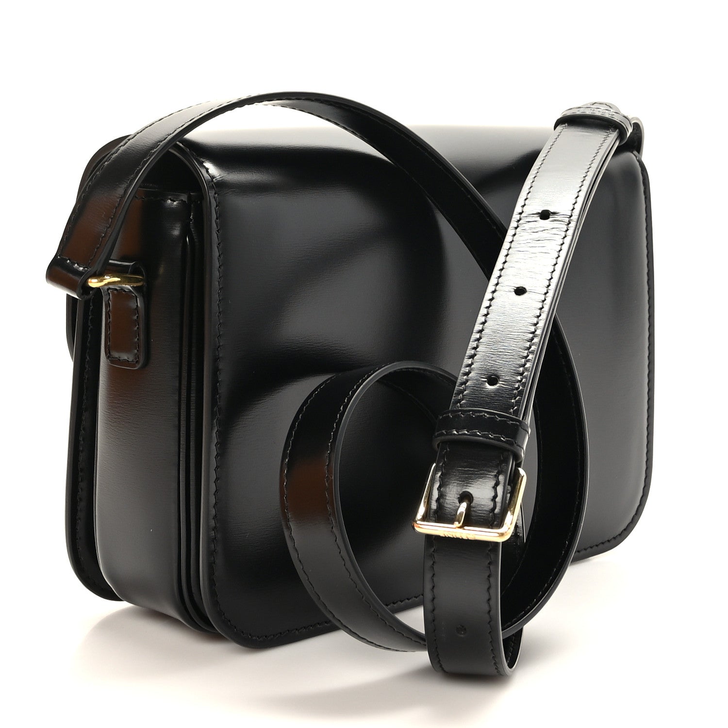 Celine Shiny Calfskin Medium Triomphe Black 3 of 10