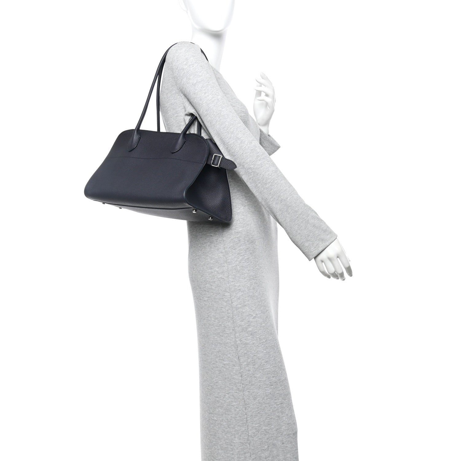 The Row Matte Grained Calfskin Margaux Shoulder 12 Marine 2 of 10